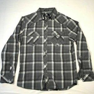 Rock & Republic Men's Western Checked Long Sleeve Button Up Casual Shirt Size M